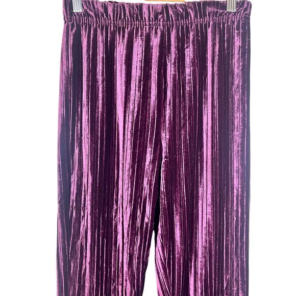 Wild Fable Velvet High Rise Ribbed Plum Flare Bell Bottom Pants Size Small - Picture 3 of 6